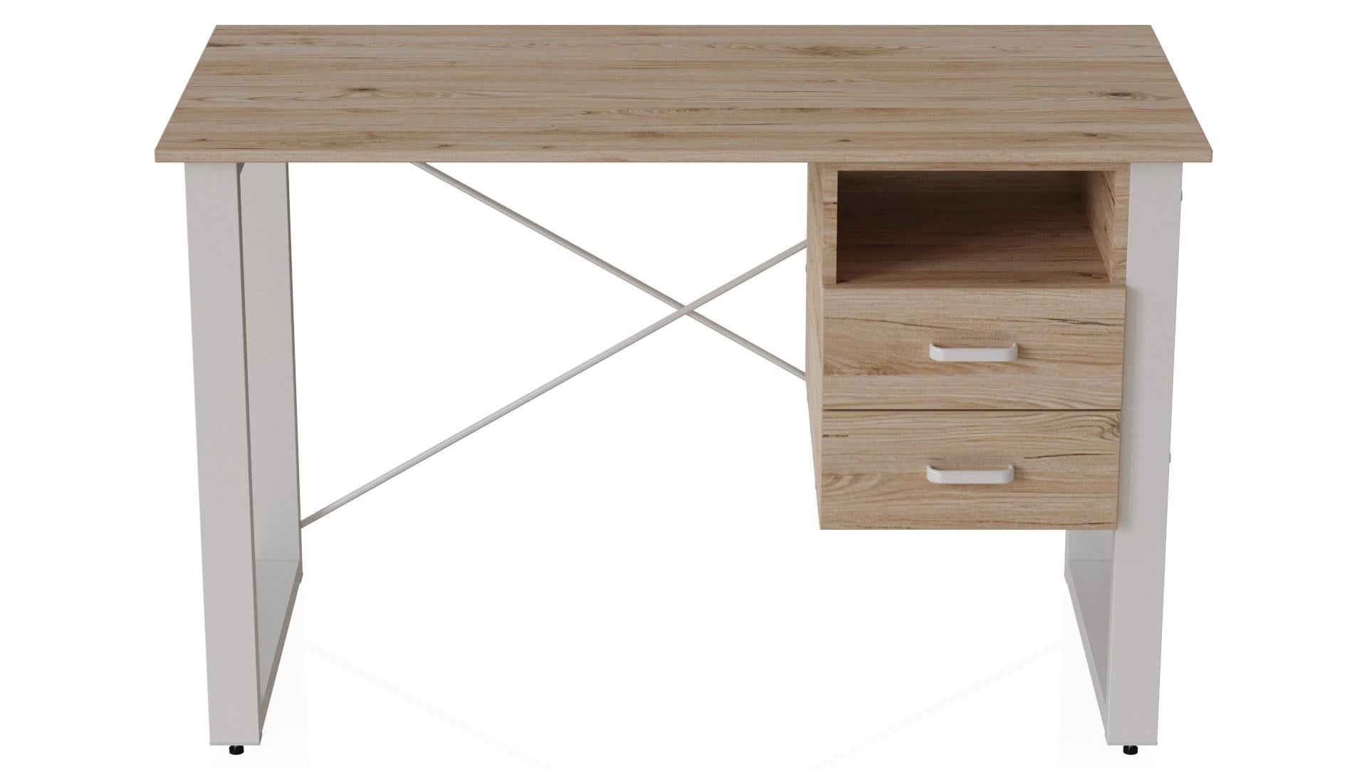 Письменный стол с ящиками Ferrum-decor Оскар металл/ДСП 16 мм 750x1400x700 мм Белый/Дуб Сан-Марино (FRD-103283)