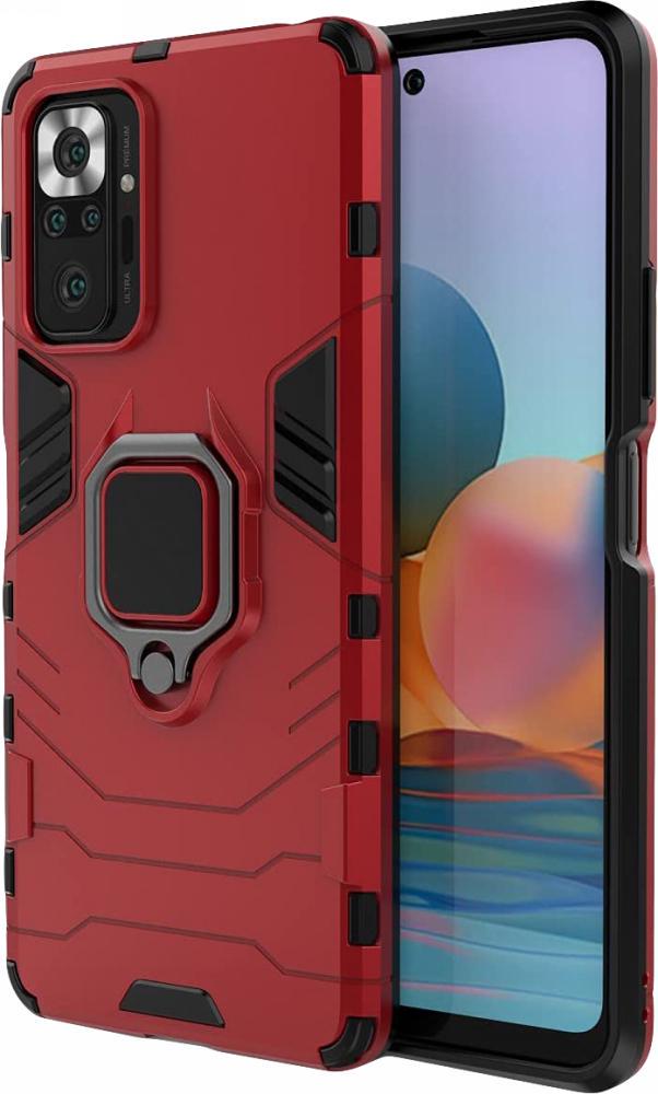 Противоударный чехол Xiaomi Redmi Note 10 Pro (подставка кольцо) Red (21815-2D)