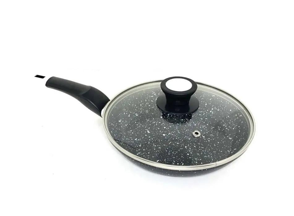 Сковорода со стеклянной крышкой мраморное покрытие 22 см - фото 1 Сковорода со стеклянной крышкой мраморное покрытие 22 см - фото 1