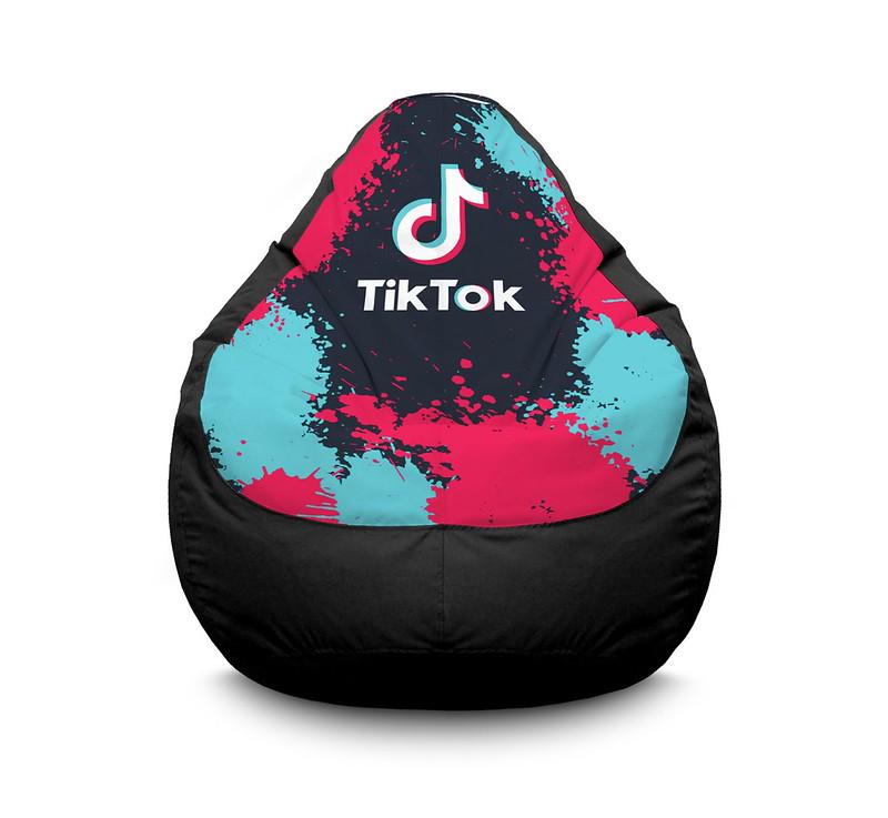Кресло мешок iPuff Tik Tok Mega splash Black Оксфорд XL 80x110 см Черный