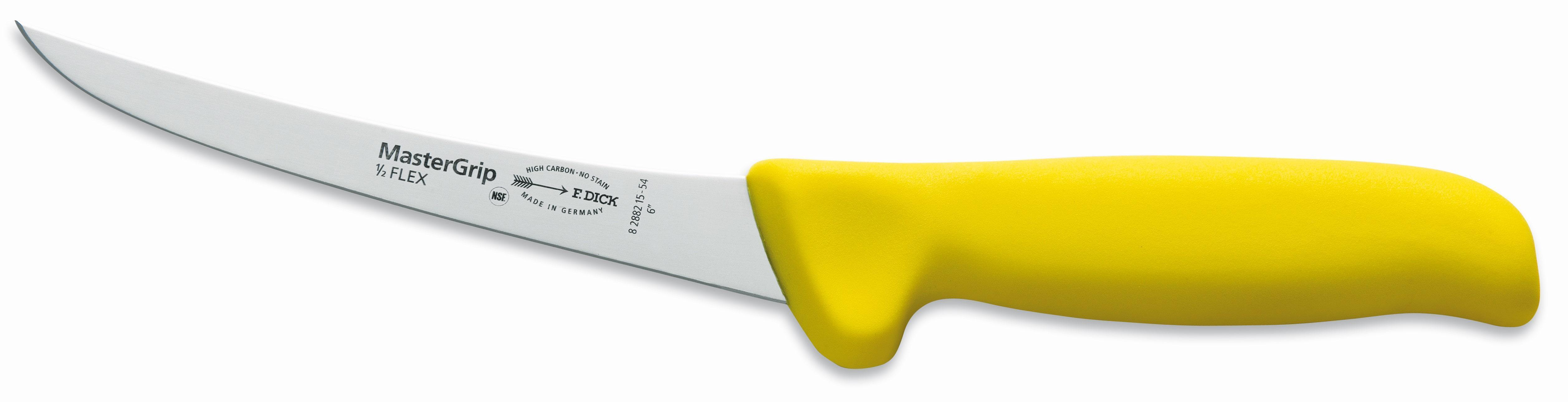 Ніж обвалювальний DICK MasterGrip 150 мм напівгнучкий вигнуте лезо Жовтий (82882150-54)