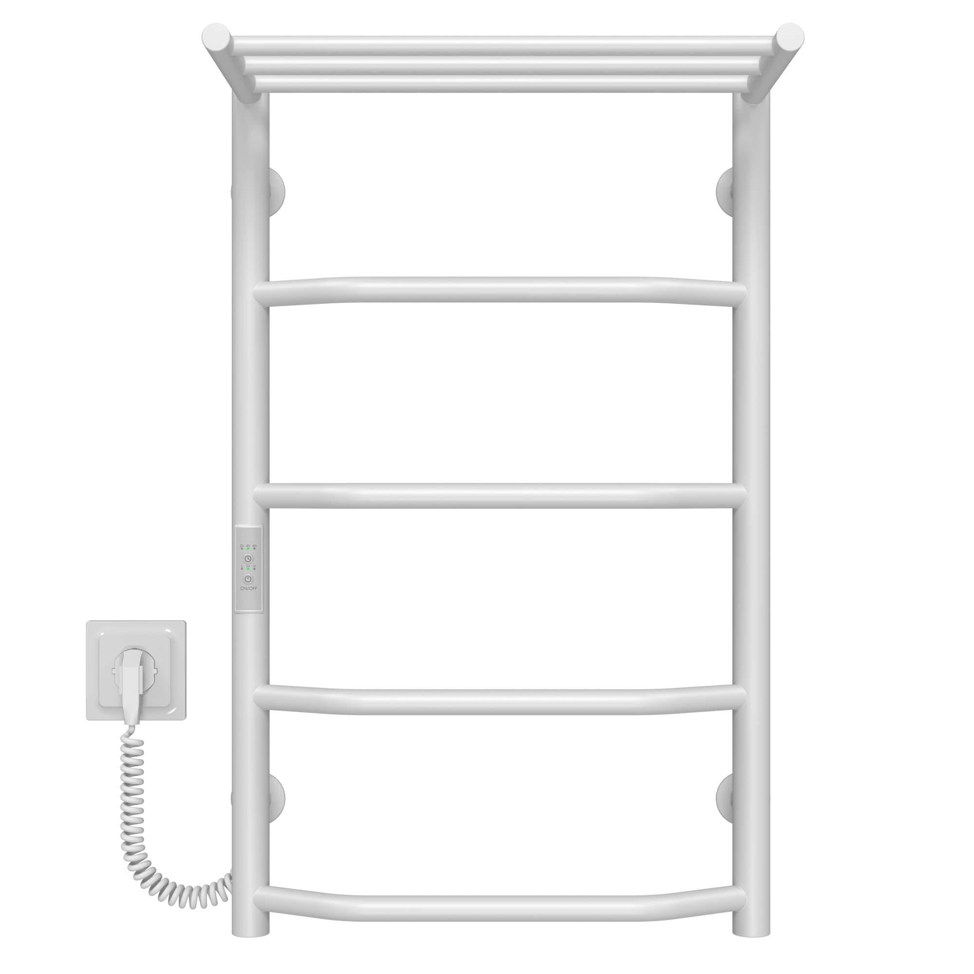 Полотенцесушитель электрический с полкой Deffi Трапеция П5 WD03 левое подключение нержавеющая сталь 400х700 мм Белый (C.TP.70.40.5.E.W.L.3)