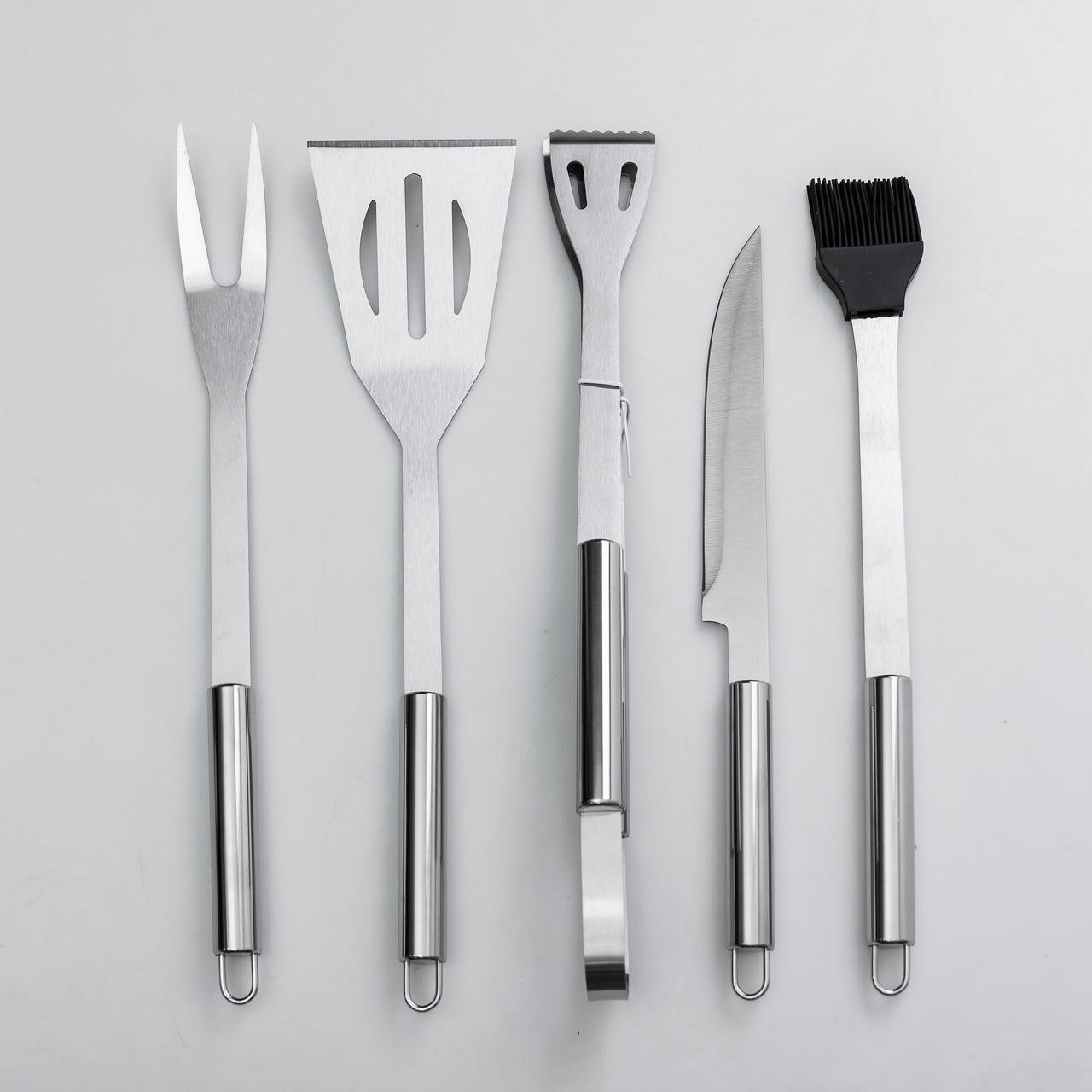 Набор аксессуаров для барбекю мангала гриля 5 предметов в чехле 40х10х5 см Нержавеющая сталь Набор аксессуаров для барбекю мангала гриля 5 предметов в чехле 40х10х5 см Нержавеющая сталь