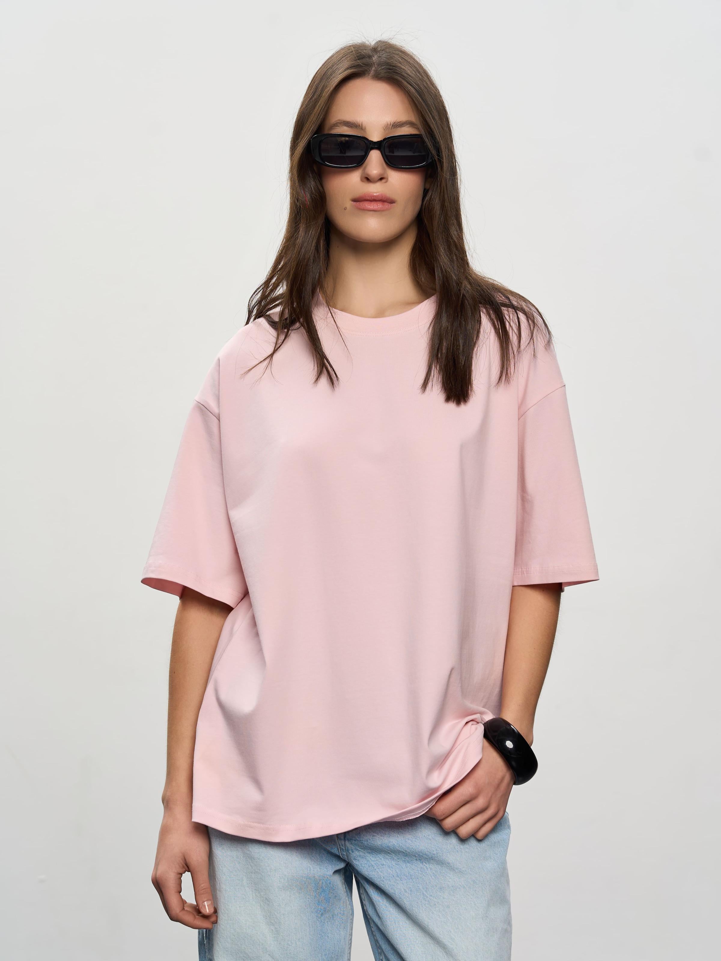 Футболка-оверсайз жіноча ROZA 231105 XS Пудровий (4824005745423)