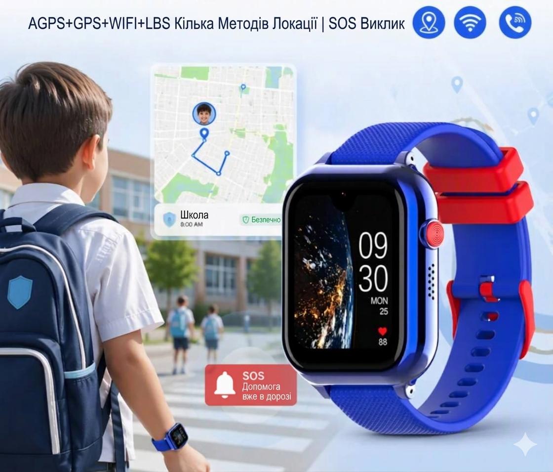 Смарт-годинник з GPS для дітей Wonlex KT38 AMOLED 16GB Blue — фото 4