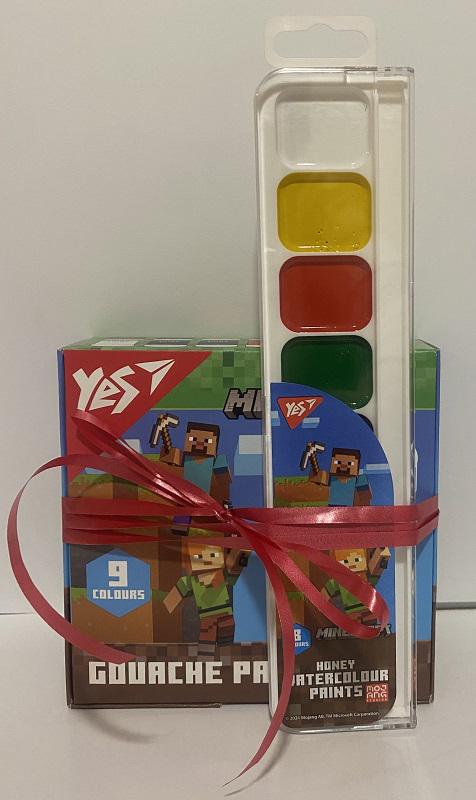 Краски гуашевые YES Minecraft 9 цветов по 20 мл с акварельной краской 8 цветов (230406)