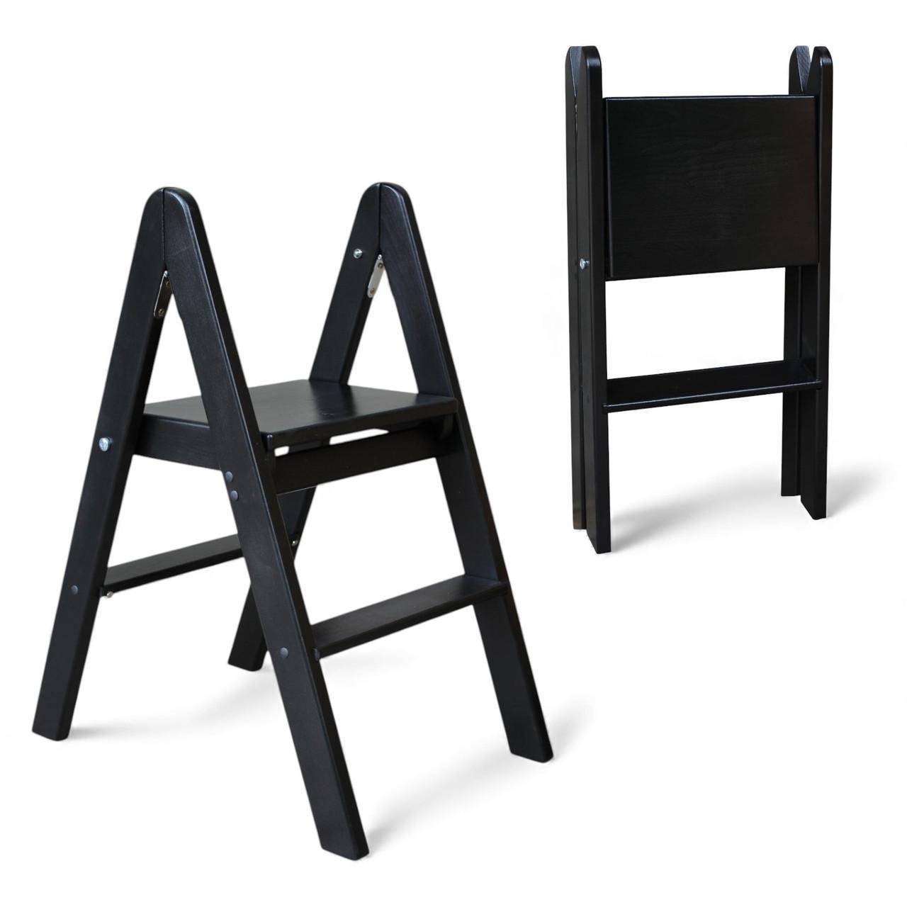 Табурет-лестница деревянный Студія Дерева Вільха бытовой двухсторонний 2 ступеньки Черный (31002872) - фото 2 Табурет-лестница деревянный Студія Дерева Вільха бытовой двухсторонний 2 ступеньки Черный (31002872) - фото 2