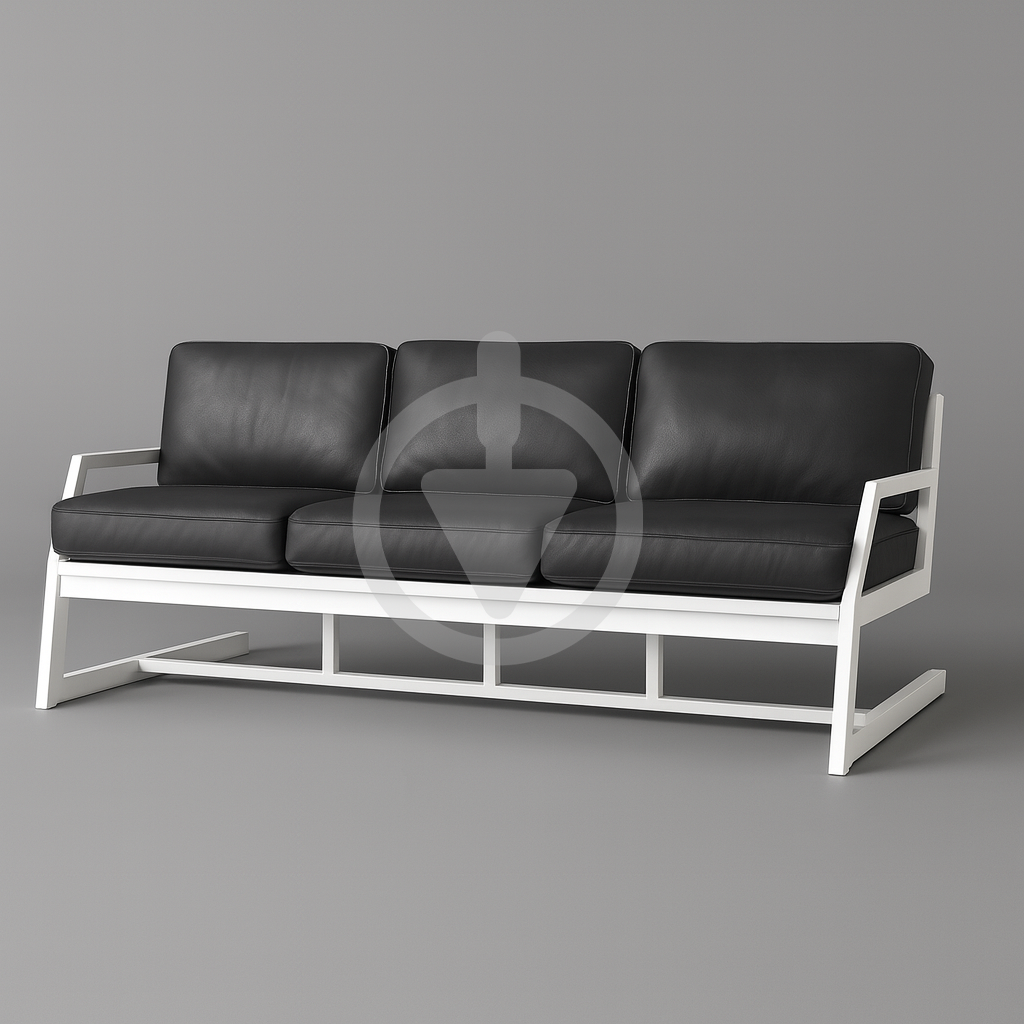 Диван металевий AVVS tech Атлас вуличний лофт екошкіра з підлокотниками 246 см Темно-сірий/Білий (30222846) - фото 1