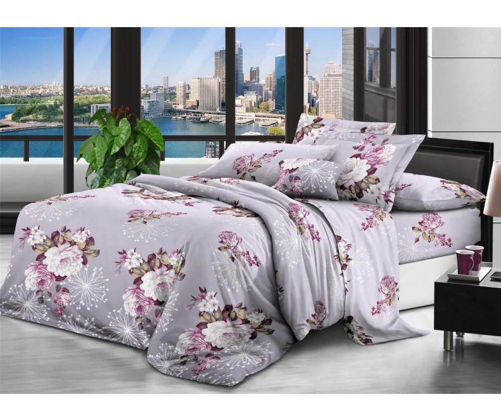 Комплект постельного белья Vital-Textile Бязь 3D Premium двуспальный 180х220 см Белый/Фиолетовый (BP2-129)