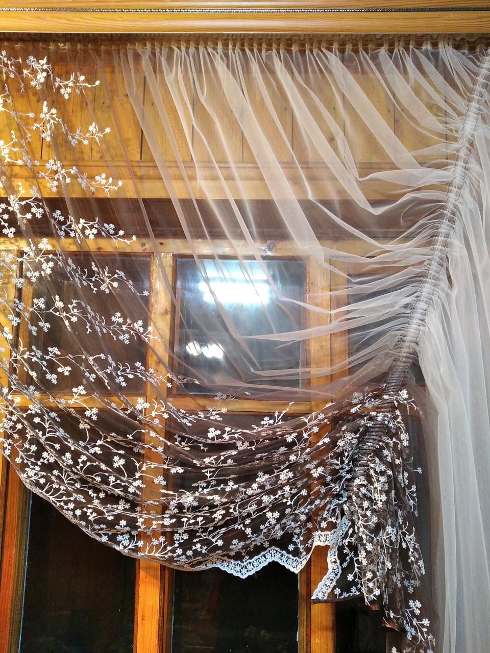 Фіранка готова коротка Камелія шоколадна - фото 3 Фіранка готова коротка Камелія шоколадна - фото 3