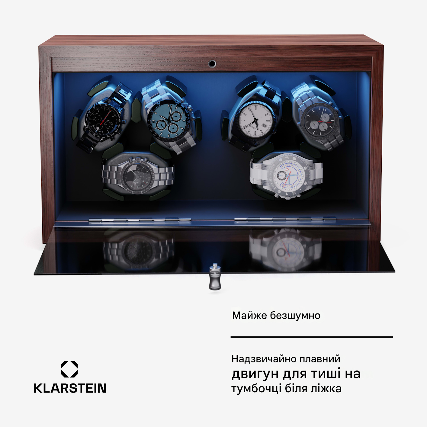 Шкатулка для підзаводу годинників KLARSTEIN Brienz 6 з корпусом під дерево (10045572) - фото 3 Шкатулка для підзаводу годинників KLARSTEIN Brienz 6 з корпусом під дерево (10045572) - фото 3