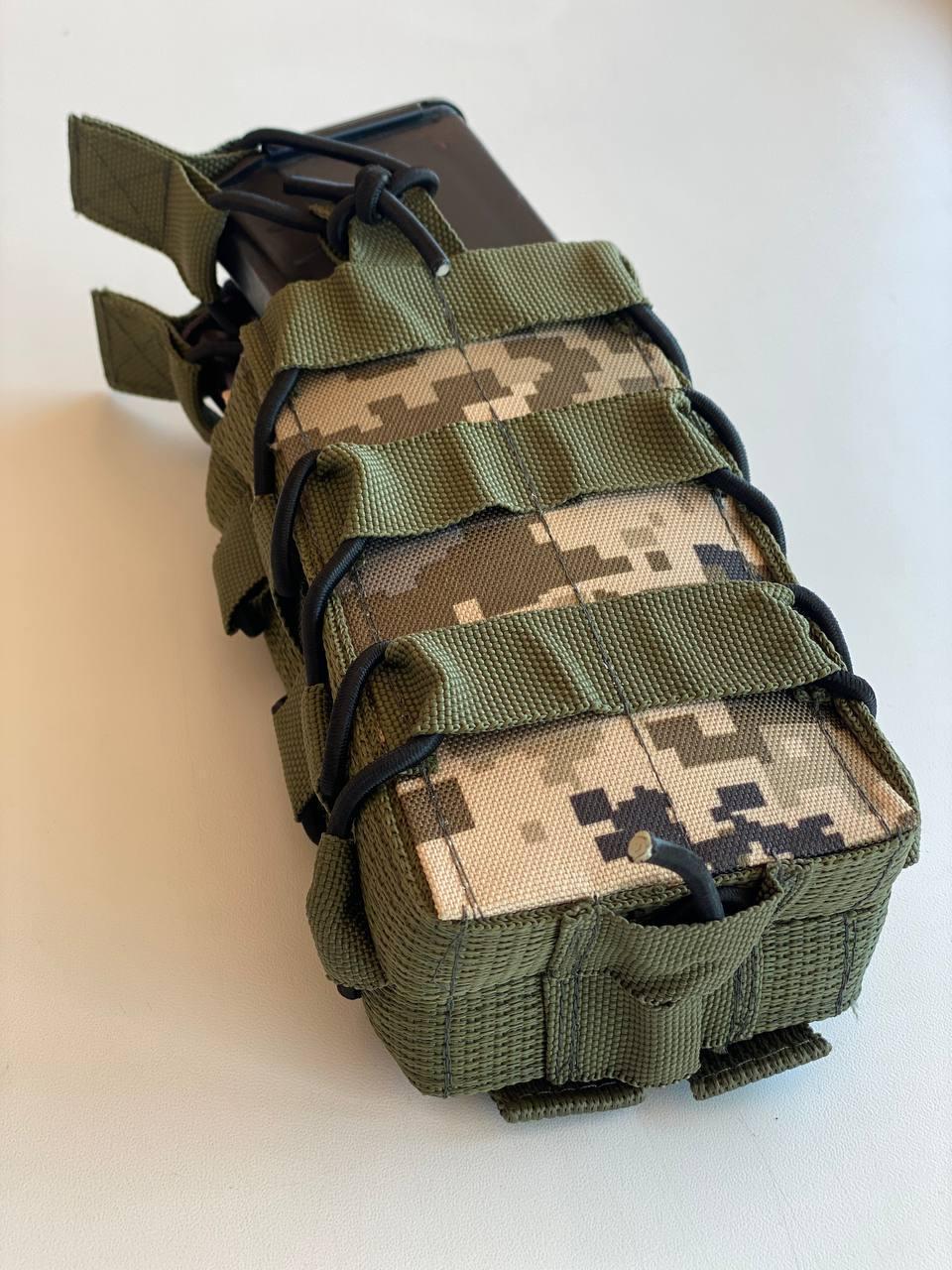 Подсумок двойной для магазинов АК MOLLE на кнопках 15×8 см Пиксель (2716550724)