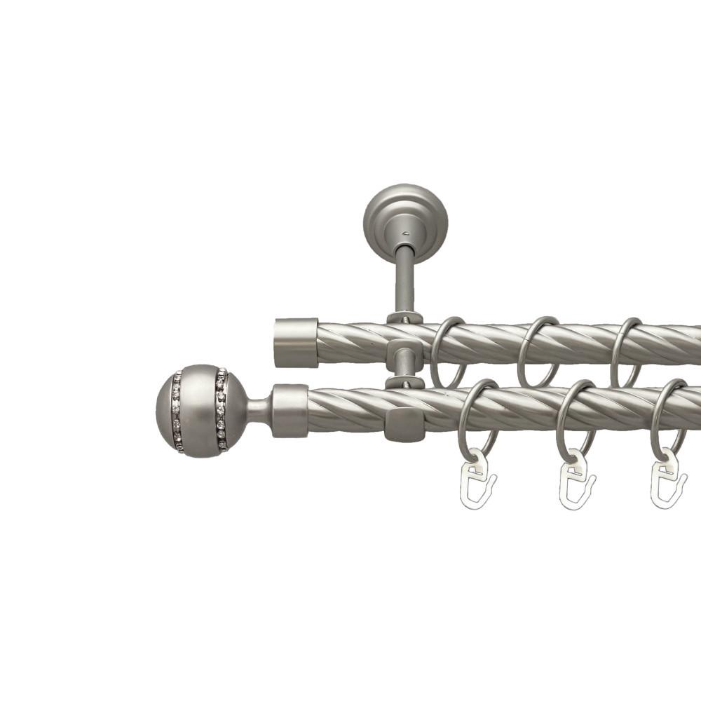 Карниз для штор Orvit Аркадия двухрядный скрученный 19/19 мм 240 см Сатин (00-00023172)