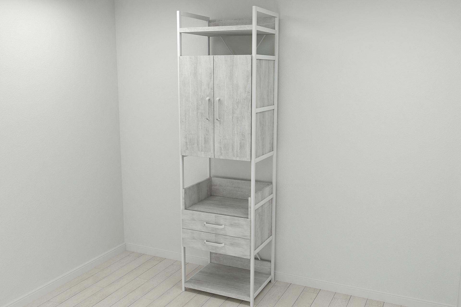 Шкаф гардероб уни секция 5 серии Конект Ferrum-decor 220x60x50 см металл Белый/ДСП Урбан Лайт (SHG042)
