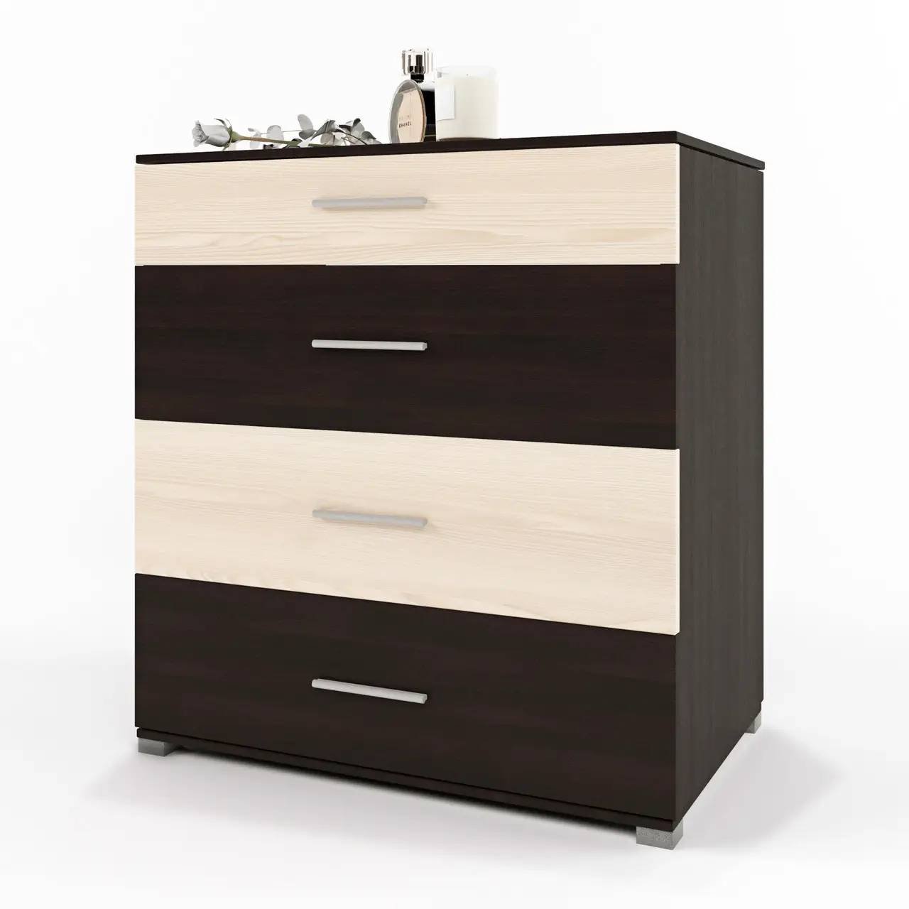 Комод Эверест 4 ящика телескопические направляющие 70х38х72,5 см Венге комби (643f8435eb4a3f5d15692678)