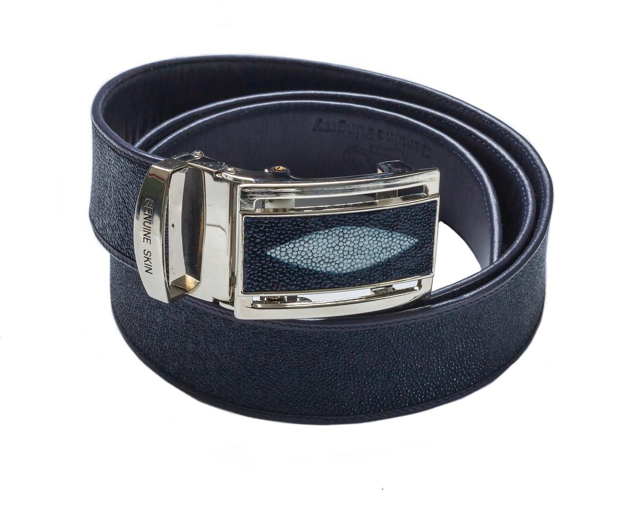 Ремень из кожи ската Синий (stb04)