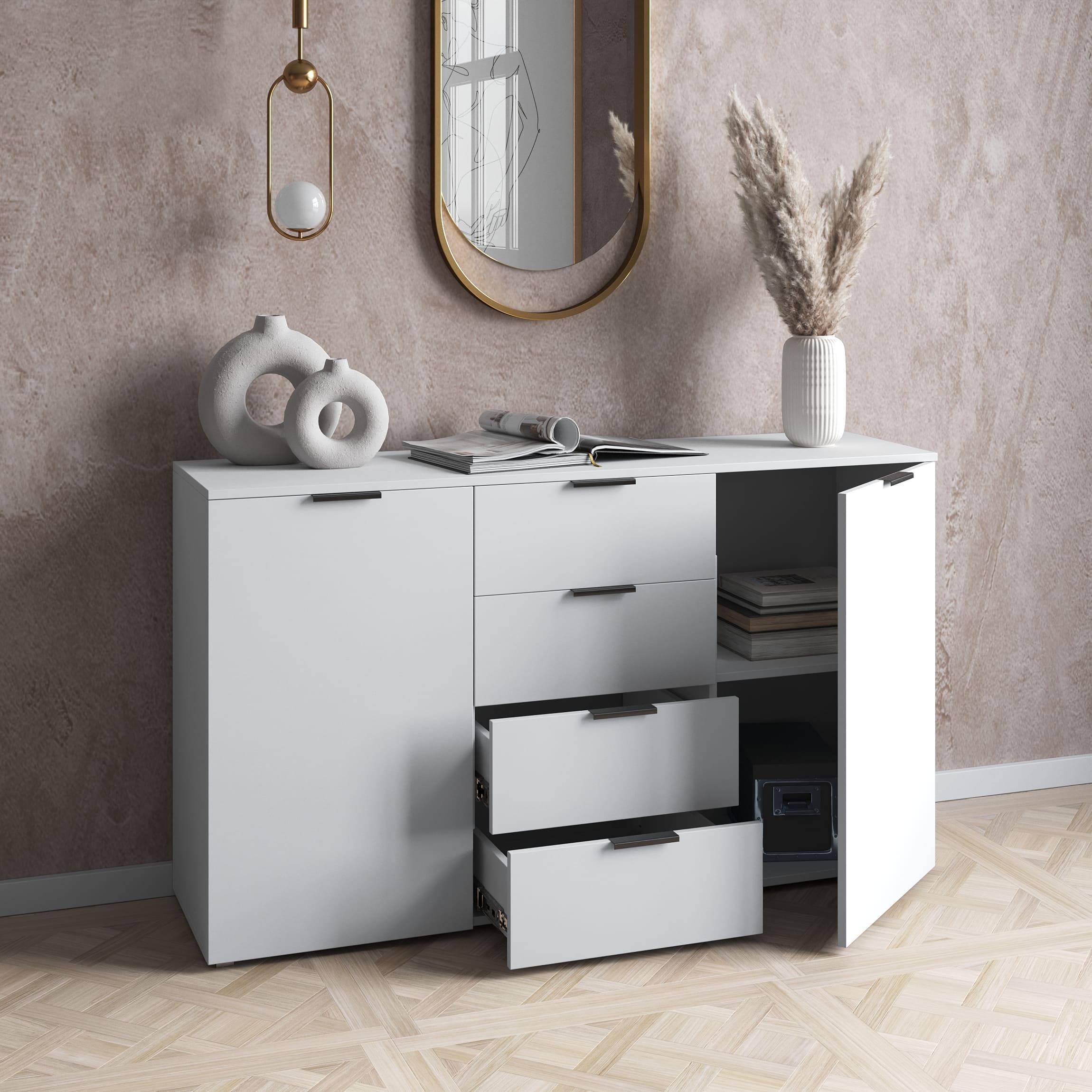 Комод з ящиками та дверцятами з двох сторін Білий (380233) - фото 1 Комод з ящиками та дверцятами з двох сторін Білий (380233) - фото 1