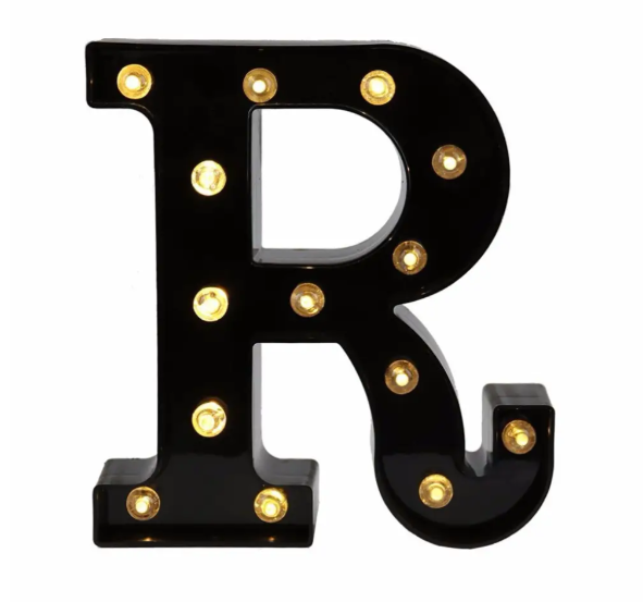 Літера з підсвіткою R об'ємна маленька 22x20 см Чорний (Ч1258) Літера з підсвіткою R об'ємна маленька 22x20 см Чорний (Ч1258)