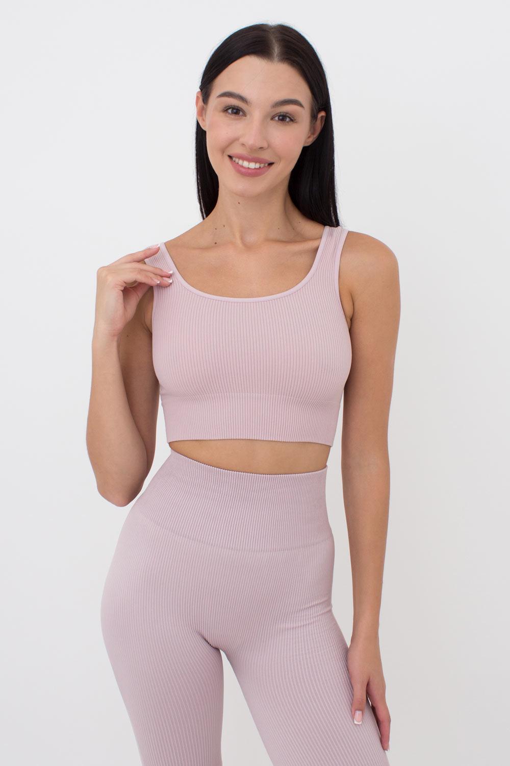 Топ в рубчик Giulia TOP RIB на широких бретелях S/M Pink (27068114)