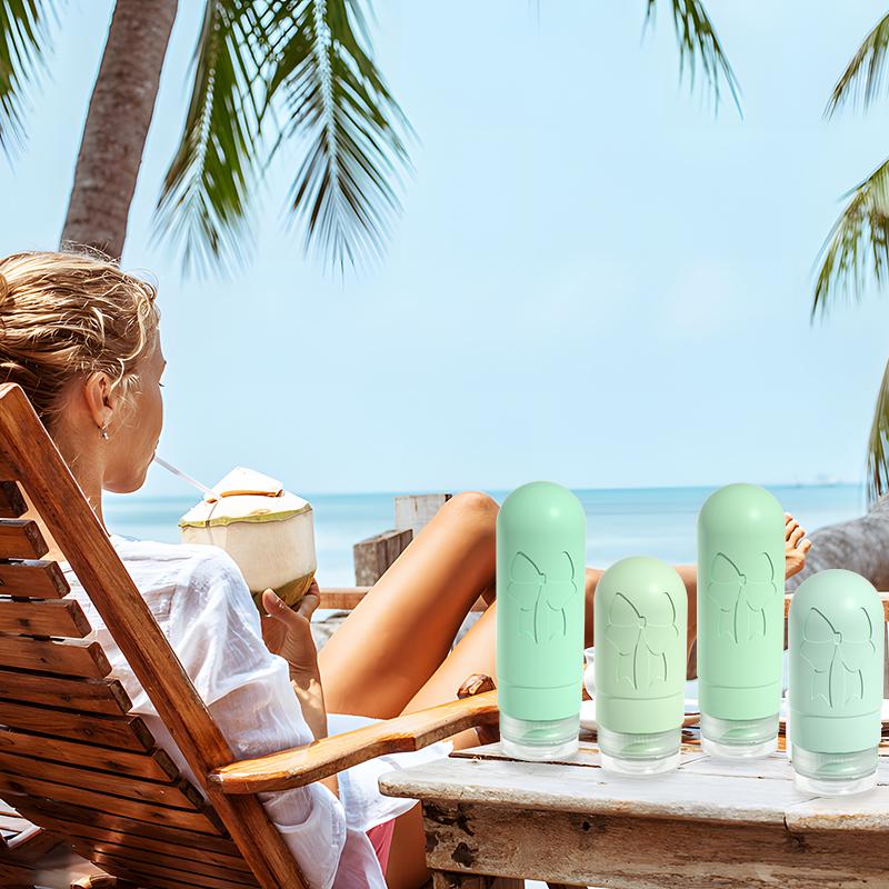 Набор дорожных баночек емкости для путешествий силиконовые 4 шт. 60 и 90 мл в косметичке Зеленый (113_4_0_2С) - фото 8 Набор дорожных баночек емкости для путешествий силиконовые 4 шт. 60 и 90 мл в косметичке Зеленый (113_4_0_2С) - фото 8