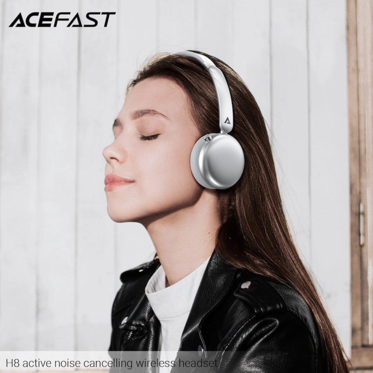 Навушники бездротові ACEFAST H8 Active Noise Cancelling Wireless Headset BT5.4 500 mAh Silver (6974316284291) - фото 4 Навушники бездротові ACEFAST H8 Active Noise Cancelling Wireless Headset BT5.4 500 mAh Silver (6974316284291) - фото 4