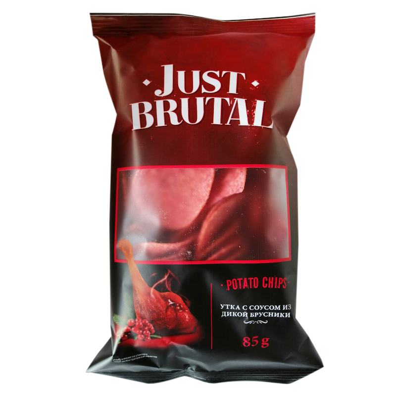 Чипсы картофельные Just Brutal со вкусом утки с соусом из дикой брусники 85 г