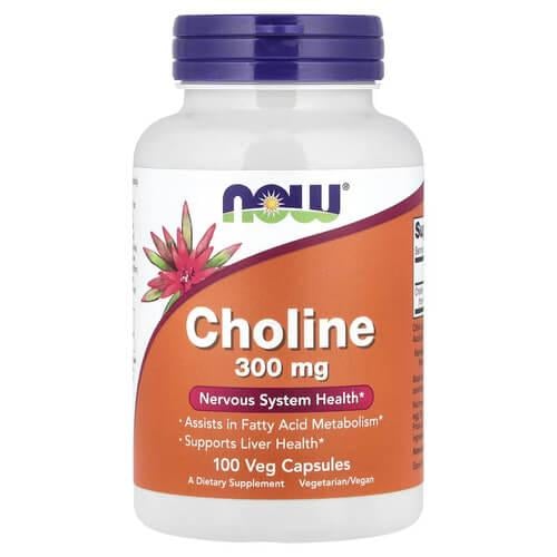 Холин B-4 NOW Choline 300 мг 100 растительных капс. (NOW-00506)