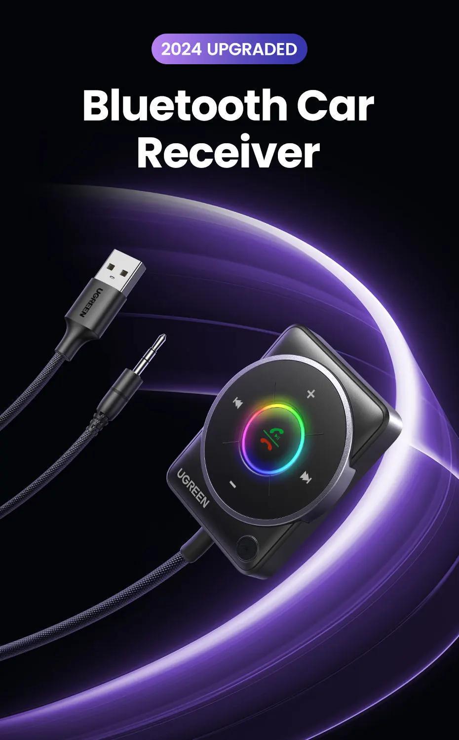 Адаптер UGREEN Bluetooth 5.4 приймач USB-AUX/3,5 мм minijack з мікрофоном RGB Чорний (35002) - фото 2 Адаптер UGREEN Bluetooth 5.4 приймач USB-AUX/3,5 мм minijack з мікрофоном RGB Чорний (35002) - фото 2