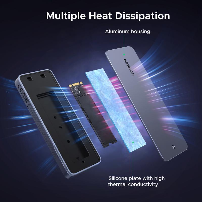 Кишеня зовнішня Ugreen 20 гбіт/с USB-C 3.2 Сірий (25665) - фото 5