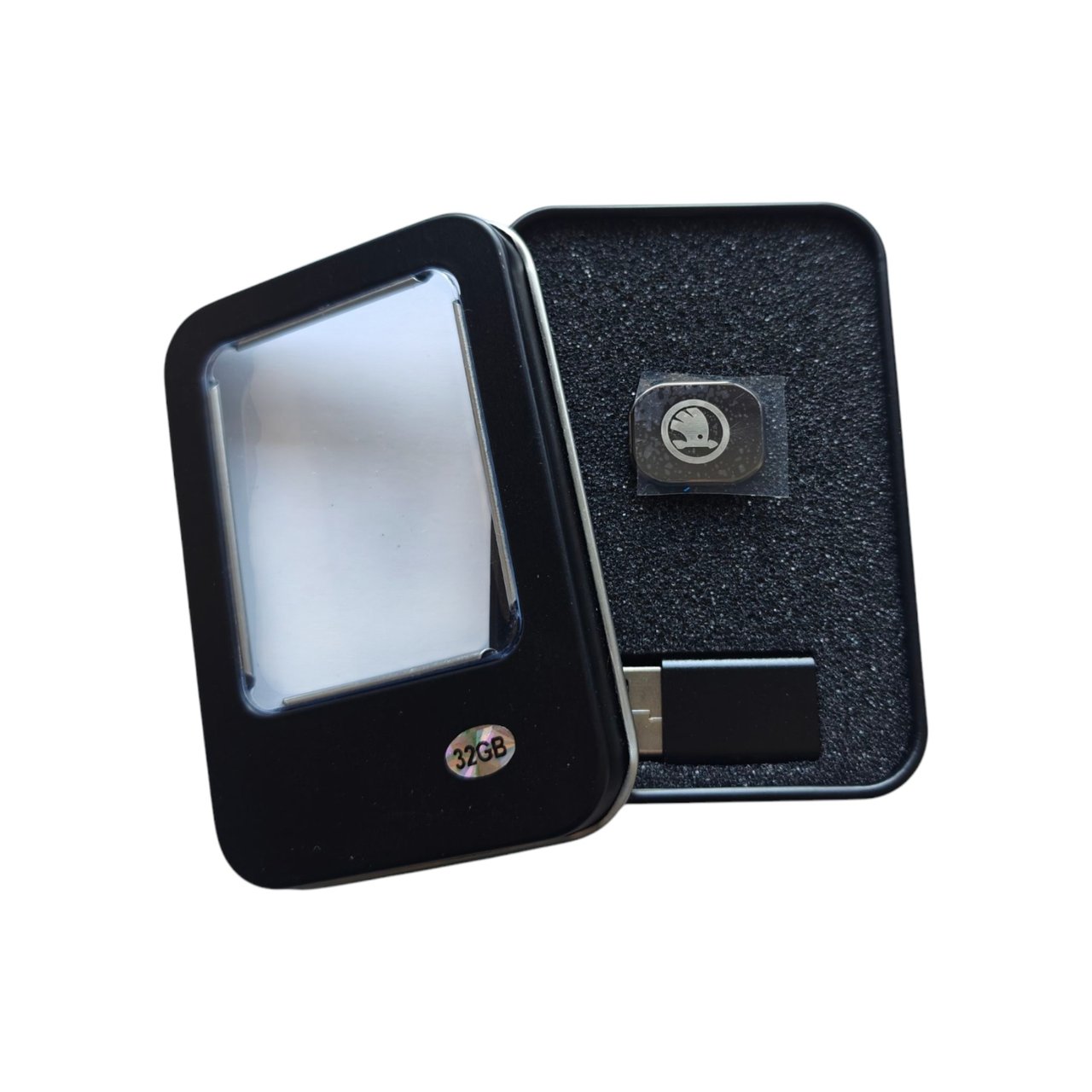 Флеш-пам'ять USB з логотипом авто Skoda 32 ГБ Type-C з перехідником USB (1819902190)