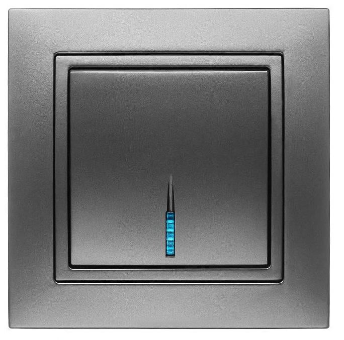 Выключатель одноклавишный с LED подсветкой MARSHEL ELEGANT VS10-199 Graffite (VS10-199 Graffite)