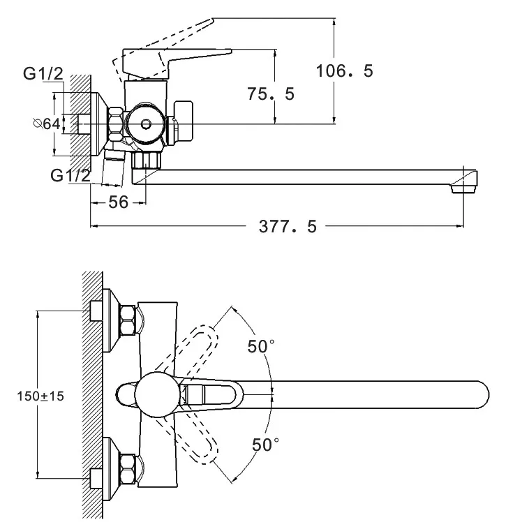 Змішувач для ванни Wezer PUD7-B045 White (SQ-1038956) - фото 2