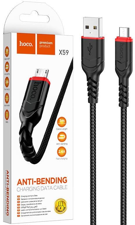 Кабель интерфейсный Hoco X59 USB-microUSB 1 м Black (25118)