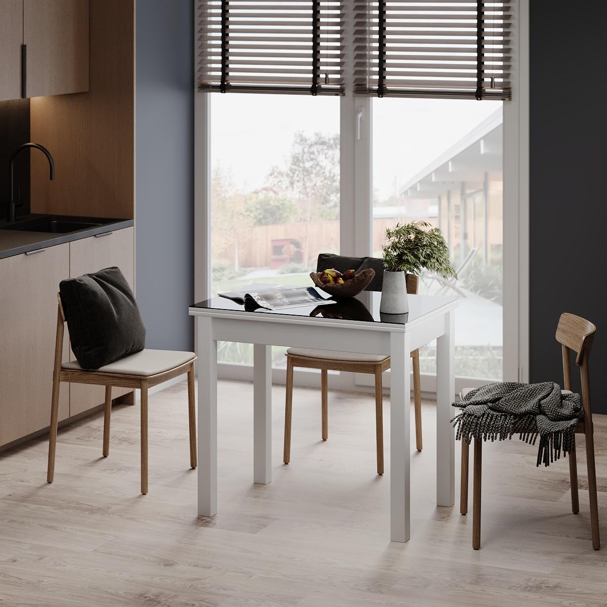 Стіл-трансформер обідній ART IN HEAD Dinner Glass ЛДСП розкладний 90/30х60/30 см Білий діамант/Білий/Графітовий (TB16010100102) - фото 2 Стіл-трансформер обідній ART IN HEAD Dinner Glass ЛДСП розкладний 90/30х60/30 см Білий діамант/Білий/Графітовий (TB16010100102) - фото 2