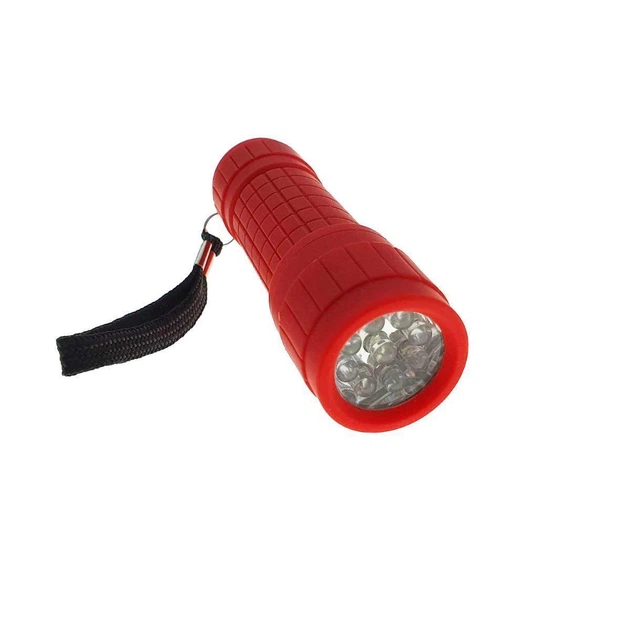 Фонарик 9led на батарейках 10x3 см Красный (872А)