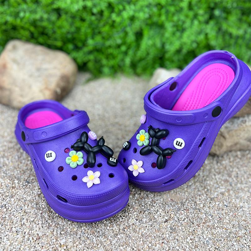 Крокси жіночі Е-0010119-4 з джибітсами на платформі p. 36 23 см Фіолетовий (81707631)