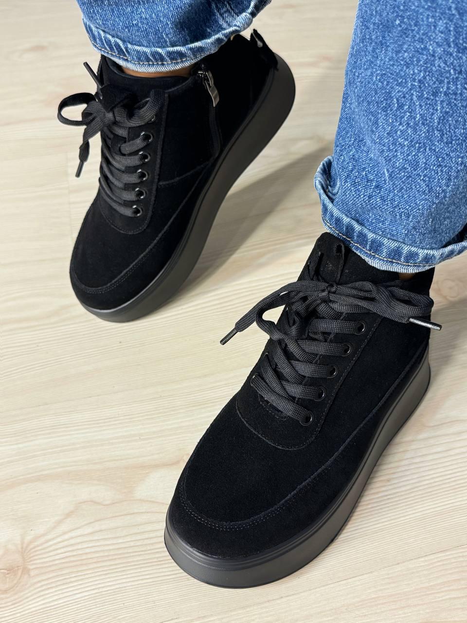 Ботинки женские Hengji 280-6 зимние на меху замшевые р. 41 Черный (5243) - фото 9