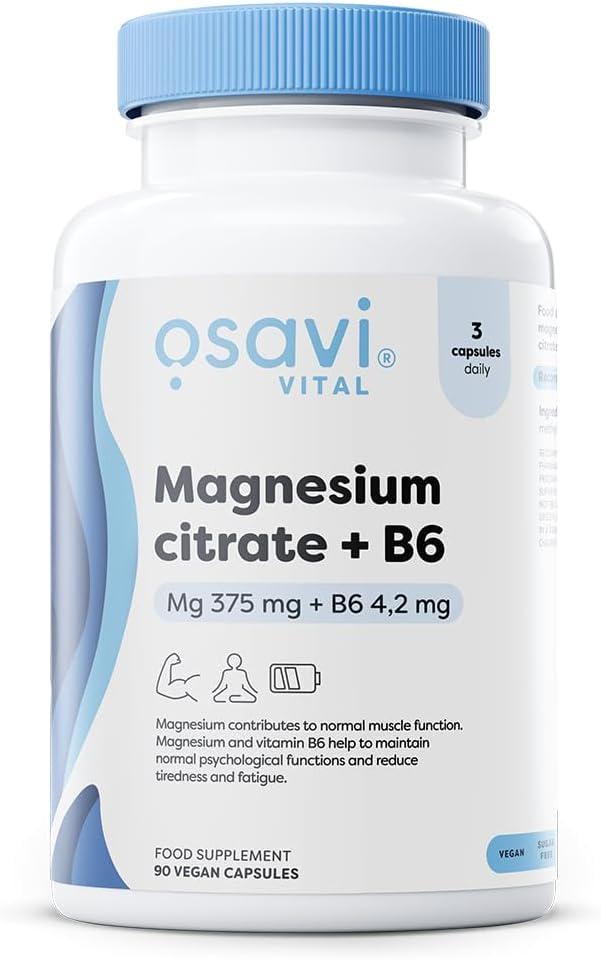 Магний цитрат + витамин B6 Osavi Magnesium Citrate + B6 375 mg + 4.2 mg vegan 90 caps