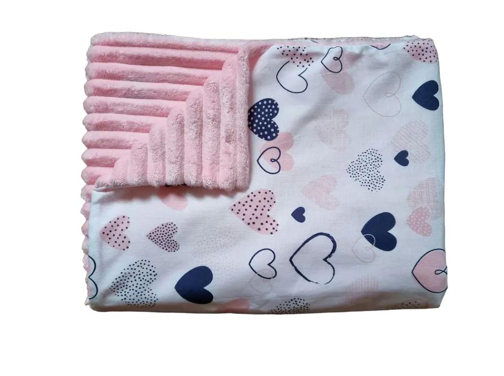 Плед детский BST для дома/прогулок/тележка/у кроватку хлопок/плюш Розовый/Белый (1797265631)