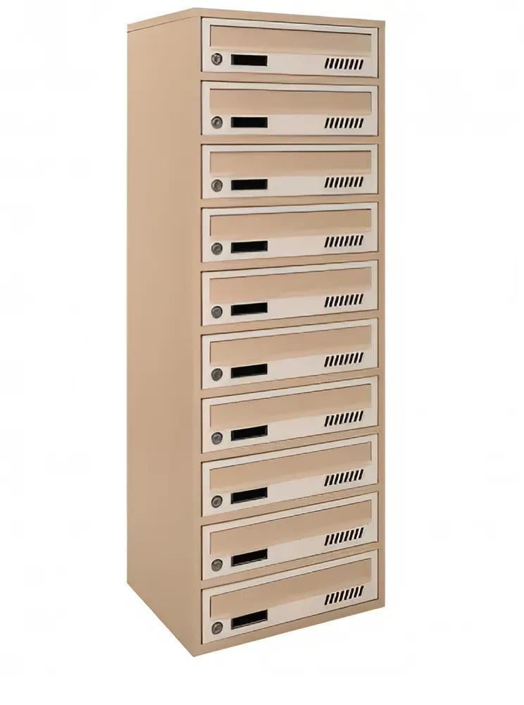 Почтовый ящик с декоративной перфорацией Галиндустрия E2-10-А металлический на 10 квартир 390x250x1115 мм Бежевый (150-119-000004708)