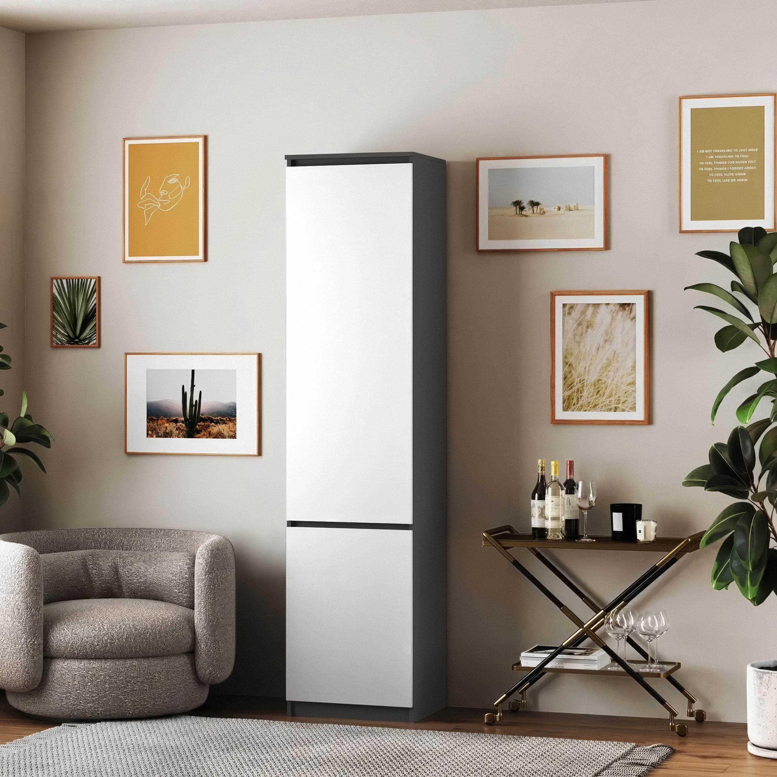 Шкаф-пенал со штангой T-218 500х498х2117 мм Антрацит/Белый - фото 1