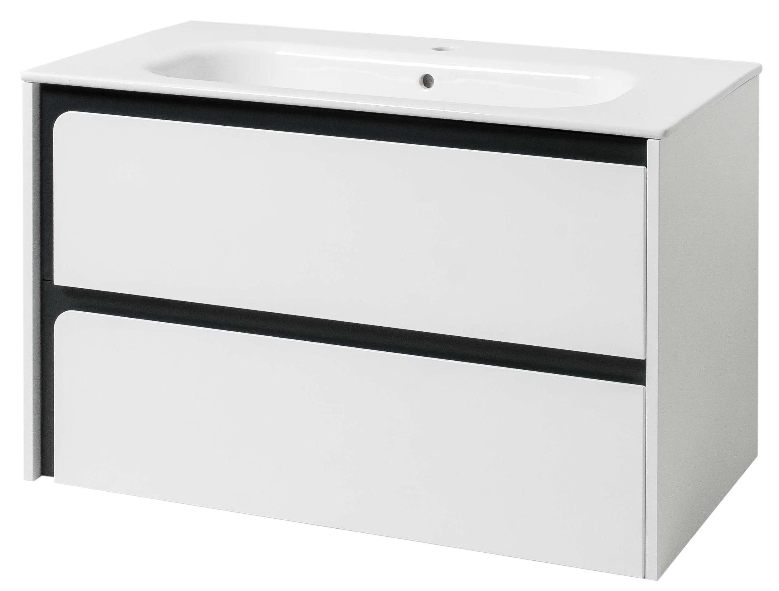 Тумба підвісна для ванної кімнати ЮВВІС Stella ТП-2 Д 90 см Антрацит глянець/умивальник Stella 90 см