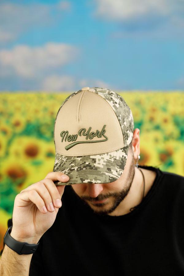 Бейсболка мужская Braxton Нью-Йорк Бежевый/Пиксель (1514)