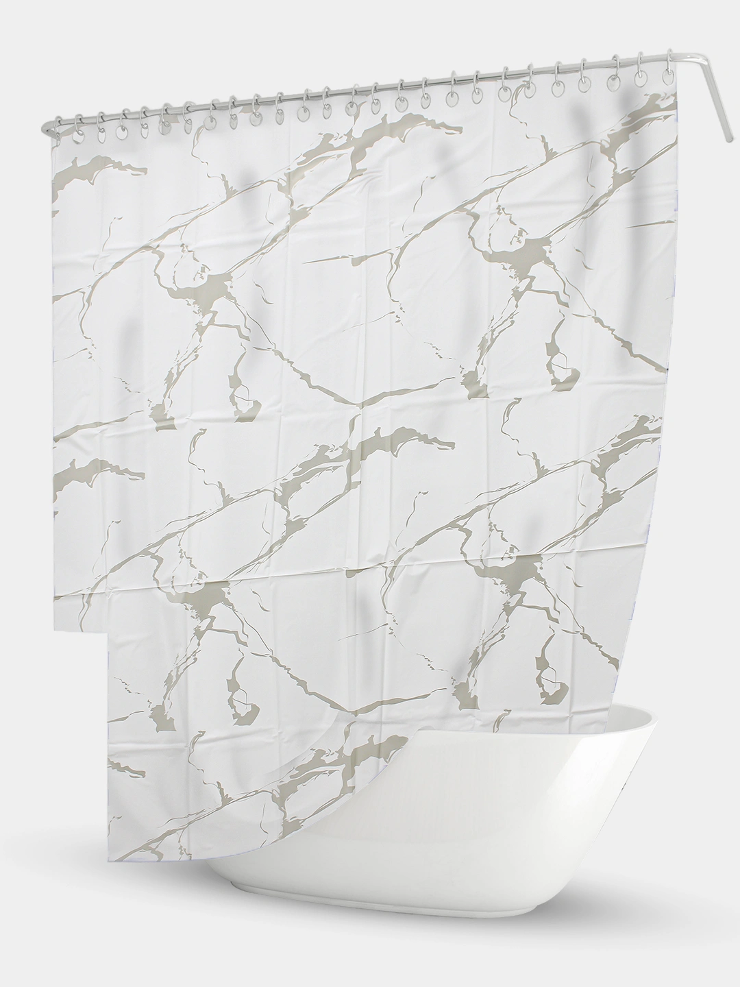 Шторка для ванной Stenson R88796 на кольцах 180x180 см с мраморным принтом (33148607)