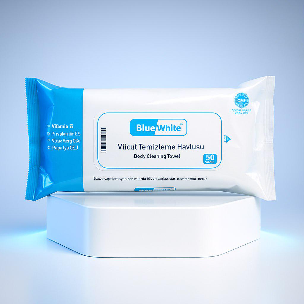 Влажные полотенца универсальные Body Cleaning Towels 50 шт. Blue/White