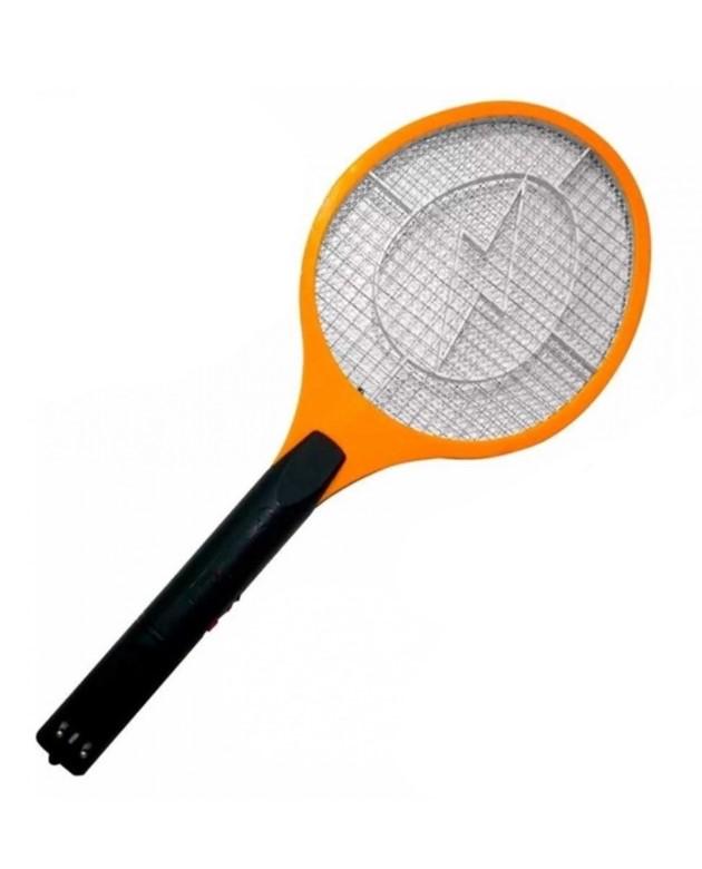 Мухобойка электрическая Rechargeable Mosquito-hitting Swatter трехслойная аккумуляторная Черно-оранжевый