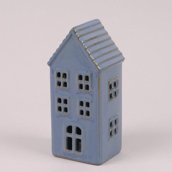 Домик керамический Flora с подсветкой 17,5 см Голубой (39778)