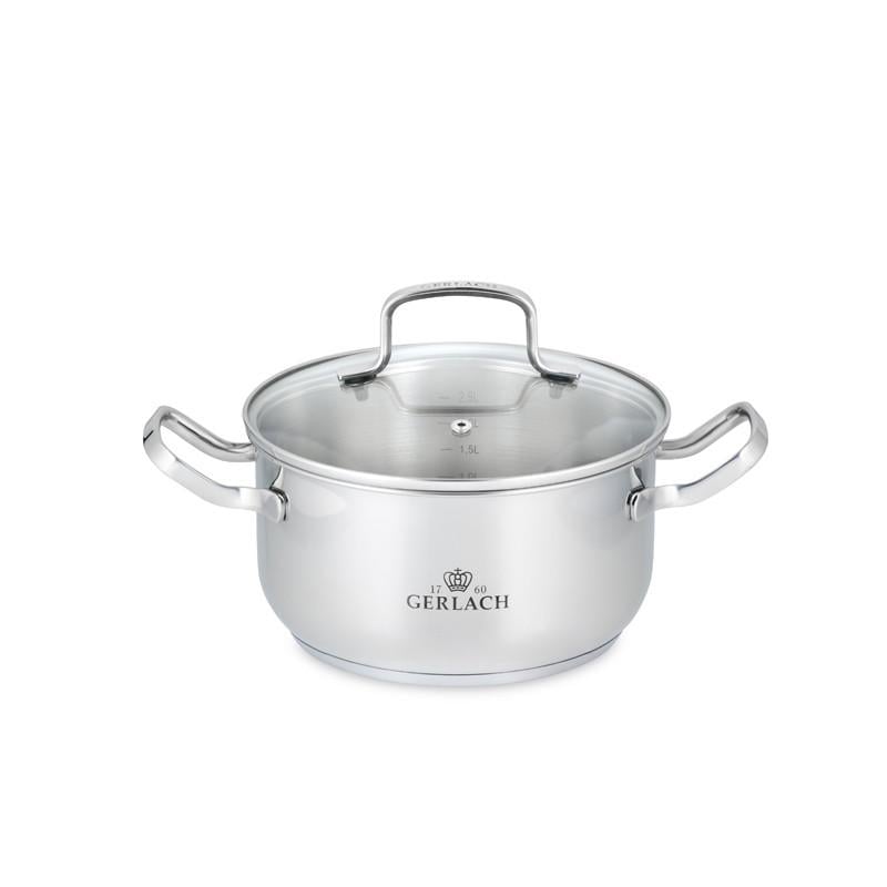 Кастрюля Gerlach Simple с крышкой и мерной шкалой нержавеющая сталь 20 см 2,5 л (28398861)