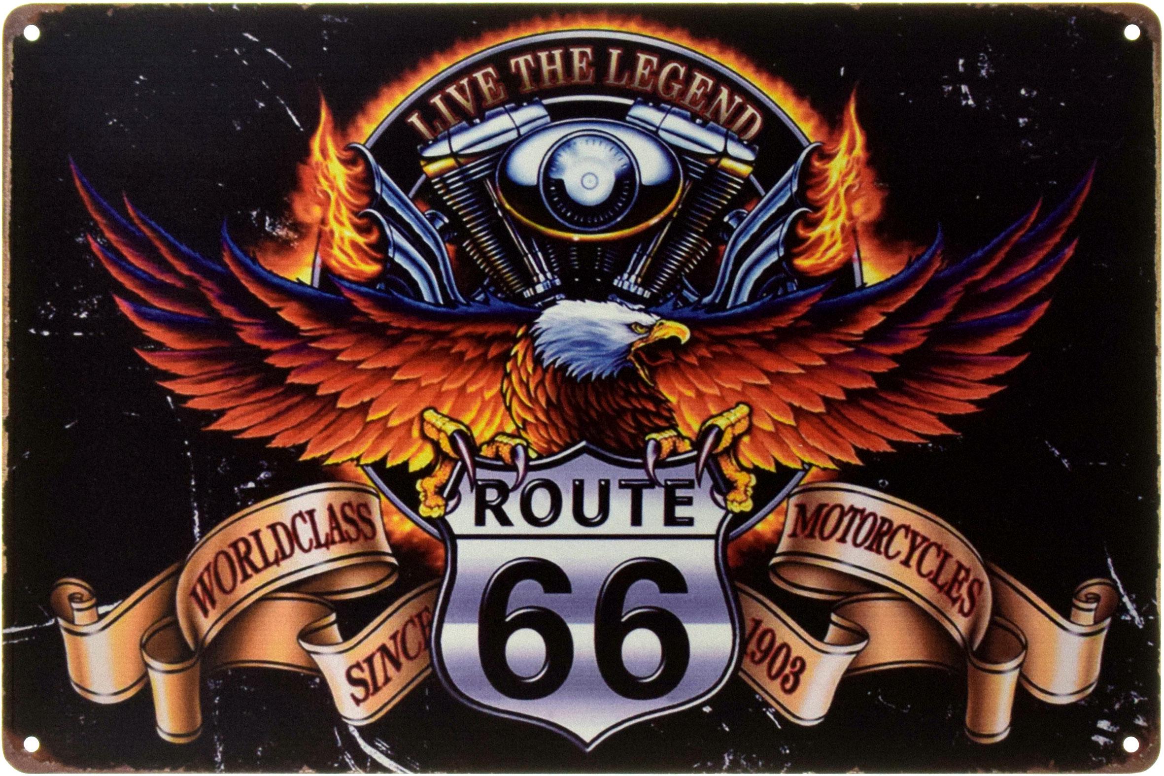 Табличка металлическая Жизнь Легенды Route 66 20x30 см