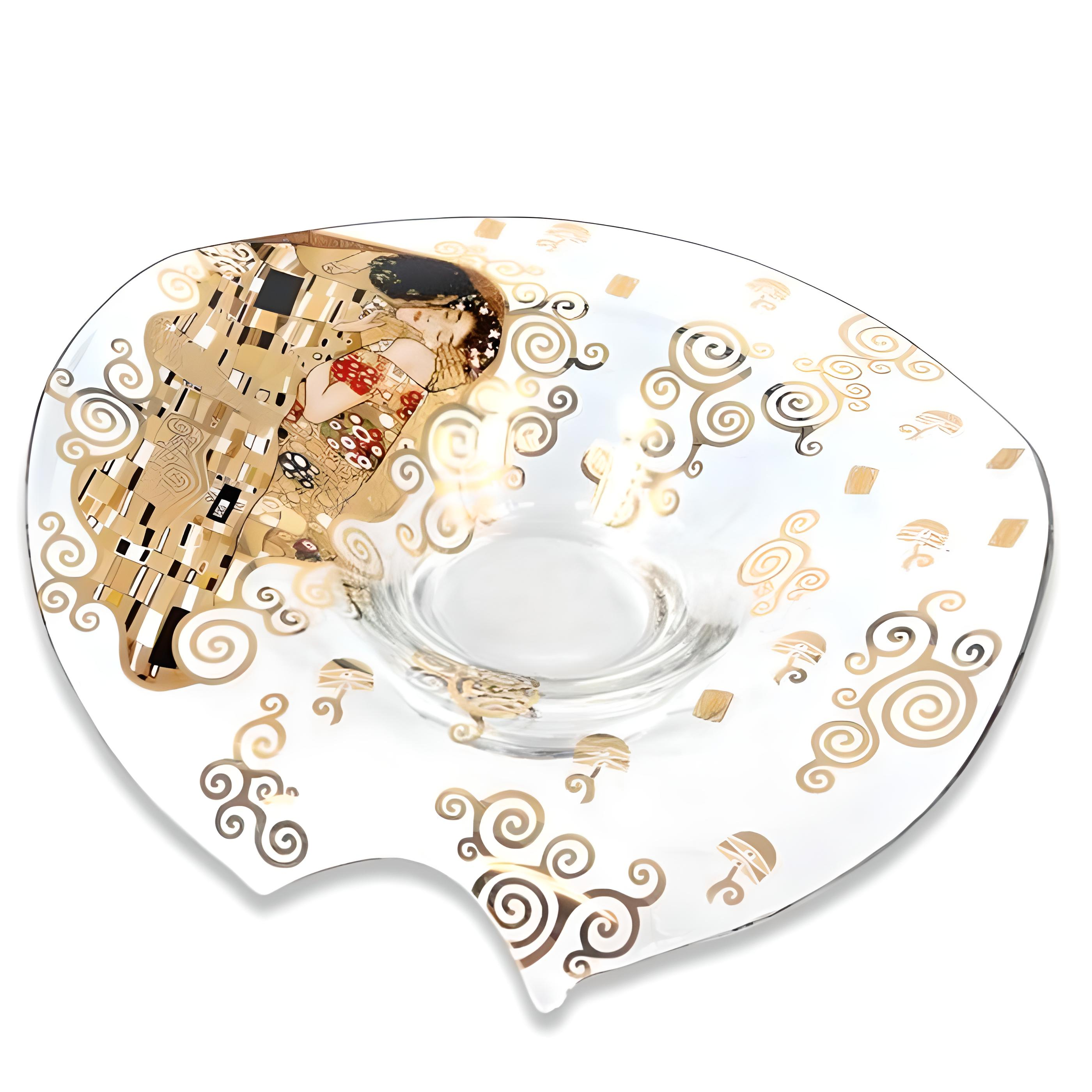 Блюдо стеклянное Carmani Г. Климт Поцелуй h 11 см d 35 см (841-5301)